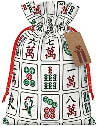 Vrećice za božićne poklone s vezicama od mahjonga-Kina-Kultura-Hipster poklon vrećice za pakiranje božićnih poklona srednje veličine