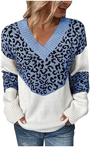 Džemperi za žene, džemper za pravljenje obrezanih dukserica žena, ženske sive dukseve žene jesenske solidne boje patchwork leopard