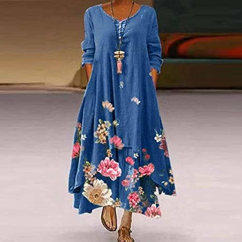 Firero maxi haljina za žene plus ljetne vintage haljine ležerne labave slojeve nepravilne haljine kaftana s džepovima