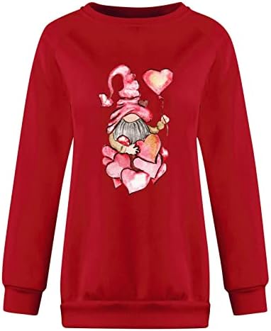 Sretne majice za Valentinovo okrugli vratni vrhovi dugih dukseva s dugim rukavima Ljubav srce grafičke košulje par majice vrhovi