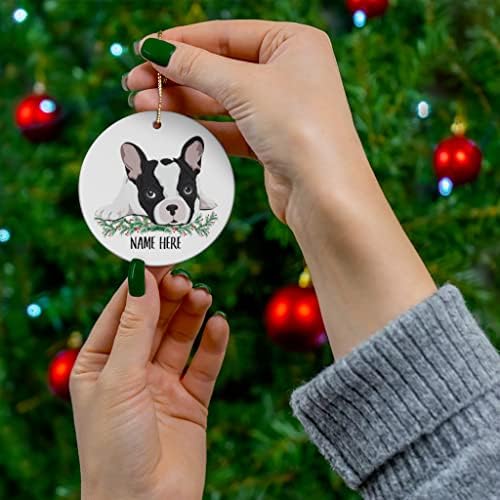 Personalizirano ime Pied French Bulldog Darovi 2023 Ukrasi za božićno drvce Krug Keramika