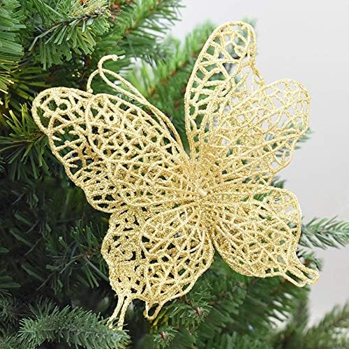 OKNGR Slitter ukrasi za božićno drvce, 30 PCS DIY Craft Glitter leptir ukras Sjaj Sjaj Umjetni sjaj šuplje leptir zabava vjenčana spavaća