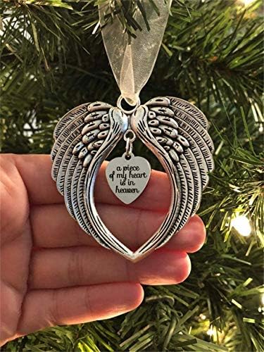 Dees božićni ukrasi Angel Wings Hea, komad mog srca je u nebeskom ukrasu za božićno drvce -Remembrance Izgubljeni voljeni ukras Ukras