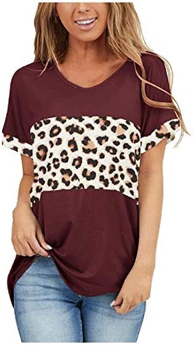 Košulje Košulje Žene dugi rukavi seksi leopard print vrhovi casual kratkih rukava s V-izrezom žene majice