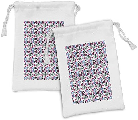 Kuhabilna geometrijska vrećica od tkanine od 2, dijamantni oblici trokuti krugovi i mrlje, mala vreća za vuču za toaletne potrepštine