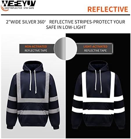 WEFEYUV Visoka vidljivost ANSI klasa 3 sigurnosni rad s kapuljačama reflektirajućim duksevima pulover za muškarce