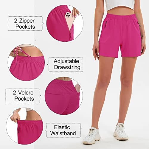 Nomolen Women's 5 planinarski teretni kratke kratke hlače brze suhe lagane atletske kratke hlače za vježbanje s džepovima s patentnim