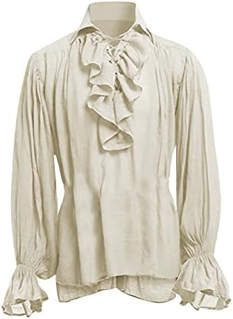 Wenkomg1 muška vampirska košulja, piratskog stila renesansa viktorijanska gotička srednjovjekovna steampunk ruffle bluza za muškarce