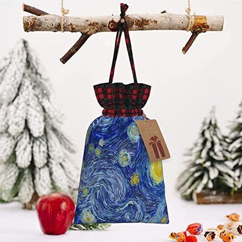 Božićne poklon vrećice s vezicama Zvjezdana Noć Mjesec-Art albums Karirana torba s vezicama torbe za zabave