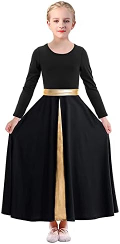 Paotit Girls metalik blok boje liturgijska plesna haljina dugi rukavi Moderno štovanje lirskog kostima crkveni ogrtač