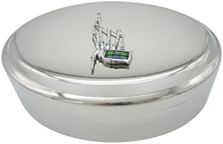 Zelena i srebrna tonirana škotska vrećica cijevi glazbeni instrument privjesak ovalni triktet kutija za nakit