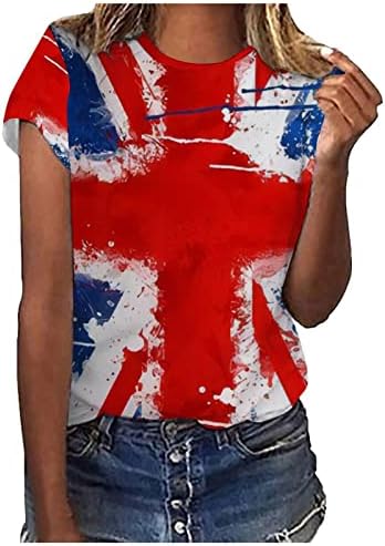 4. srpnja Womens Ljetni majica s majica Trendi grafičke majice dame vrhovi kratki rukavi tiskani domoljubni majica gornje bluze