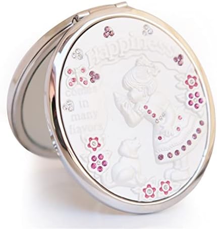 FSYSM srebrna ovalna prijenosna šminka prenosiva dvostrana preklopna preljev malog ogledala poklon
