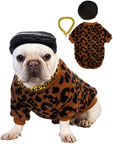 Coomour Zimski džemper za pseće kućne ljubimce s crnim šeširom i zlatnim ovratnicima štene zadebljanje tople majice za pse