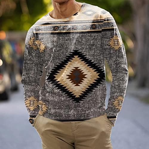 Muška moda retro tiskani pulover vrhovi Ležerne majice dugih rukava široke udobne bluze s okruglim vratom