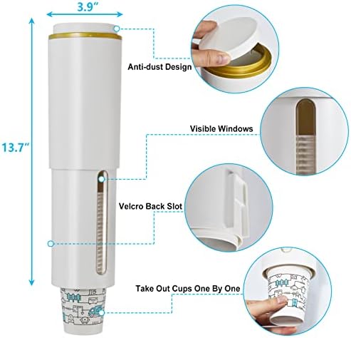 Držač za čaše zidni držač hladnjaka za vodu koji se uvlači prikladan je za šalice s konusnim ili ravnim dnom od 5 oz - 7 oz jednokratni