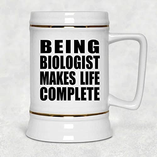 DizajnSify Biti biolog čini život dovršen, pivo od 22 oz, keramička šalica s keramikom s ručicom za zamrzivač, Pokloni za rođendansku