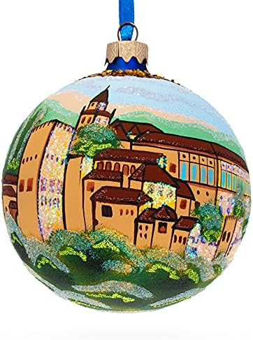 Alhambra, Granada, Španjolska staklena kuglica božićni ukras 4 inča