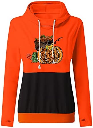 Halloween džempera s kapuljačom za žene Smiješna bundeva Slouchy dugi rukavi majica labava kapuljača