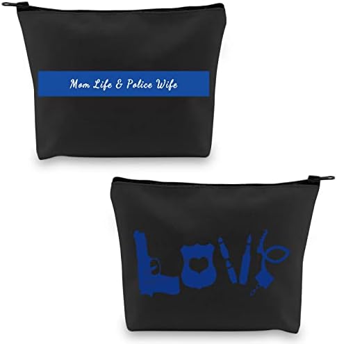 G2Tup Policijska mama Pokloni Kozmetička torba hvala Thin Blue Line poklon za policijsku suprugu torbu za šminku mama život Policijska
