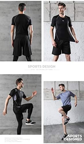Opjuhgyhd muški casual muški fitnes nose dvodijelni kratki rukavi trčanje trčanja sportske majice i kratkih hlača odijela
