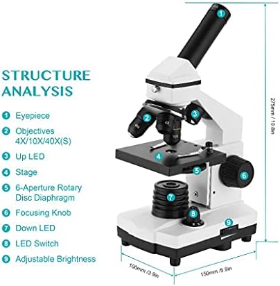 Profesionalni biološki mikroskop od 94 do 640, LED gore/dolje monokularni mikroskop za podučavanje učenika i djece s dijapozitivima
