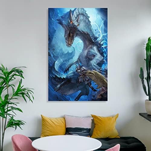 Slikanje plakata Slika monster lovca na platnu platno slikanje umjetničkih plakata i otisci plave pozadine plakat ukrasno slikarstvo