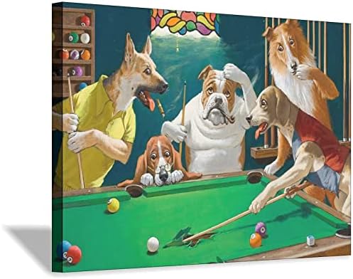 Smiješne životinje Psi koji igraju biljar plakat slika platno zidna umjetnost print kućna soba dekor 12x16inchs