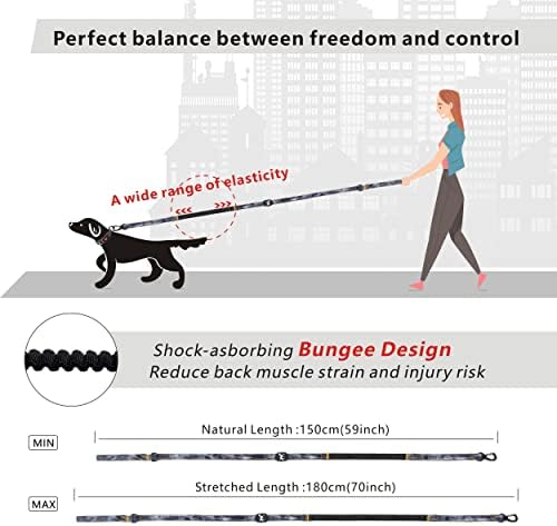Trukspet Dog ovratnik i povodac, podesivi traper za dosjee, uzice 4-6ft duljine s 2 kontrolne mekane podstavljene ručke ， bungee teška