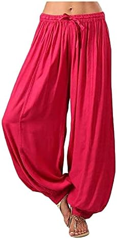 Yuhaotin lanene hlače za žene sitne hlače s visokim strukom ležerne plus žene hlače labave hlače veličine čvrste boje