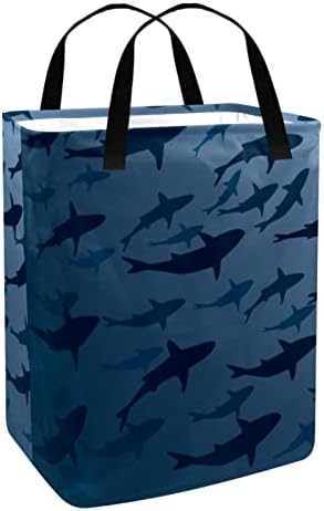 Sklopiva košara za rublje s printom siluete morskog psa 60 litara vodootporne košare za rublje košara za pranje odjeće igračke za pohranu