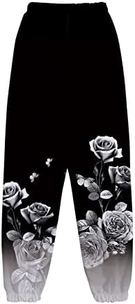 RONGXI DEDENGE SWEATPANTS Visoki joggers Udoban struk s džepovima atletskih ženskih ženki širokih hlača za noge za ljeto