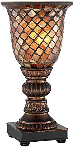 Regency Hill Tradicionalna naglasak stolna svjetiljka 12 High tamna brončana smeđa jantalna mozaika stakla ughlight Dekor za spavaće