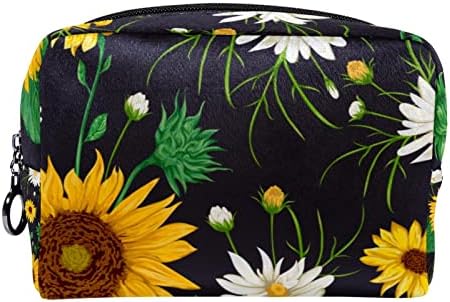 Mala torba za šminkanje, kozmetički organizator s patentnim zatvaračem za žene i djevojke, Daisy Suncokret Ljetni cvjetni