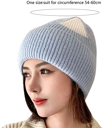 Žene casual preklopni rug topli modni šešir pleteni šešir mačje uho dizajn obrisati šešir topli vanjski vintage kaubojski šešir