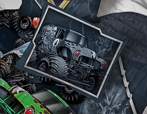 Monster Jam Slash 7 komada kompletan krevet - uključuje reverzibilni komplet za kombinezon i plahte - Posteljina sadrži Grave Digger
