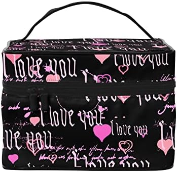 Torbica za šminku, velika torbica za šminku s gotičkim tekstom, putna torbica za šminku, prijenosna putna torba za toaletne potrepštine