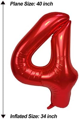 _ 40-inčni veliki baloni od crvene folije s 40 brojeva za žene, veliki ukrasi za 40. rođendan, divovski ogromni baloni od helija od