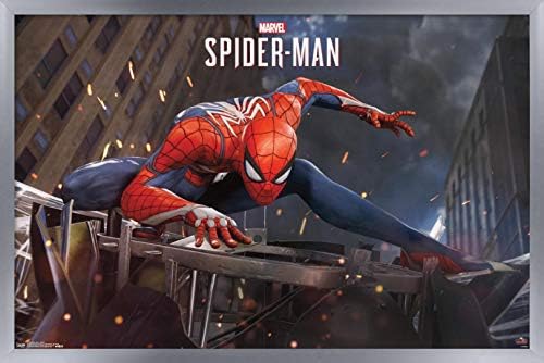 Trendovi International Marvel Comics - Spider -Man - Akcijski zidni plakat, 22.375 x 34, srebrno uokvirena verzija