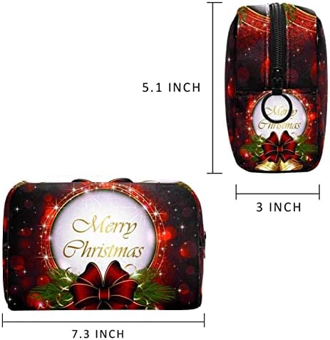 TBOUOBT Pokloni za muškarce Žene šminke Torbe toaletne torbice Male kozmetičke torbe, Sretna božićna zvona