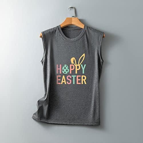 Uskrsne košulje za žene majica bez rukava s printom slova Sretan Uskrs široka udobna majica casual prsluk za tinejdžerice majice