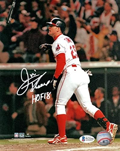 Jim Thome Autographid Cleveland Indijanci Bat Flip 8x10 Fotografija W/Hof 18 Beckett svjedočan - Autografirani MLB fotografije