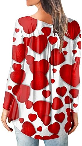 Slatko srce grafičke tunike za ženske valentine dugih rukava s nabojenim bluzama gumb Down V-Neck majica za gamaše