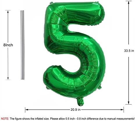 40-inčni ogromni tamnozeleni brojevi 5 balona ukrasi za rođendansku zabavu helij folija Mylar Big Digital 0-9 Ljeto 2023. Proslava