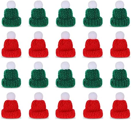 Sitni šeširi od 20pcs mini Božićni pleteni šešir pleteni šešir za lutke Mini šešir Djeda Božićnjaka za rukotvorine poklopci za boce