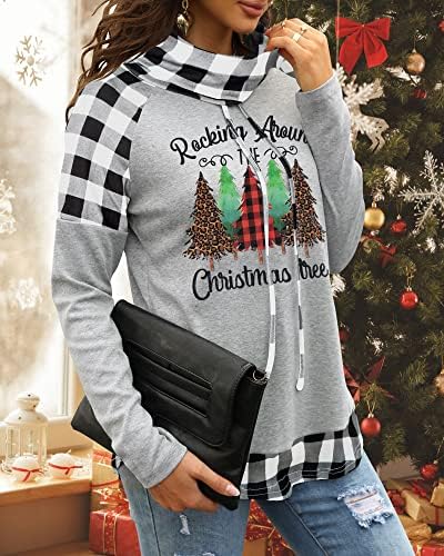 Srpanjlo žene božićne praznične košulje xmas ćas spling dugih rukava vrhovi casual gnomi tiskani kornjača s duksericom bluza