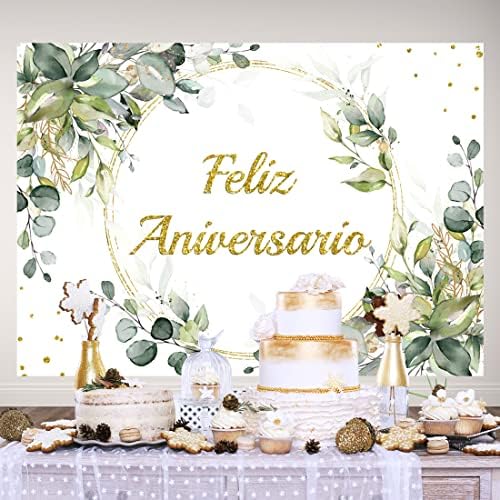 Pozadina Fotografije zeleno lišće svjetlucave točkice Zlatni prsten Meksički ukrasi za sretan rođendan Pribor za cvjetnu tortu stolni