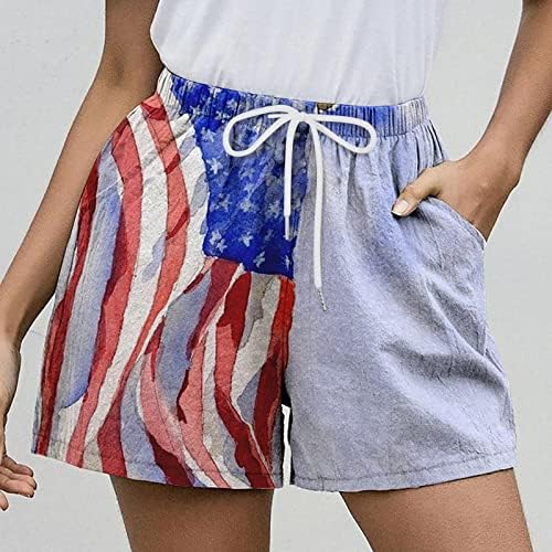 4. srpnja kratke hlače žene elastično visokog struka američke zastave plaža kratki prozračni ljetni odmor kratke hlače s džepovima