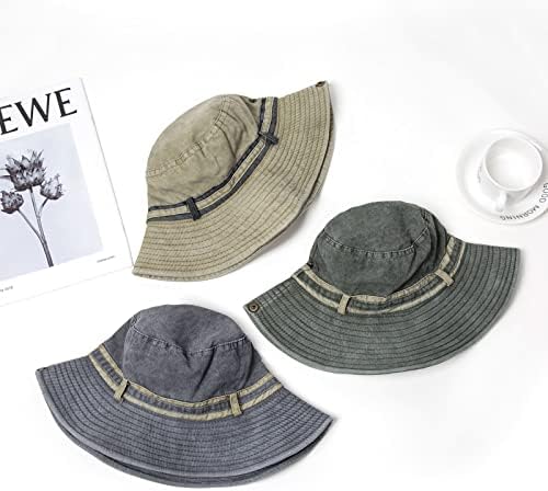 Hzman Sun šešir za muškarce Žene pamučne široke kašike s kantama na otvorenom UV zaštita sklopiva pakiranje ljetne plaže ribolove sunce