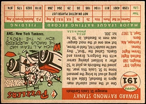 1955. Topps Baseball 191 Ed Stanky Visoki broj izvrstan od Mickeys kartice